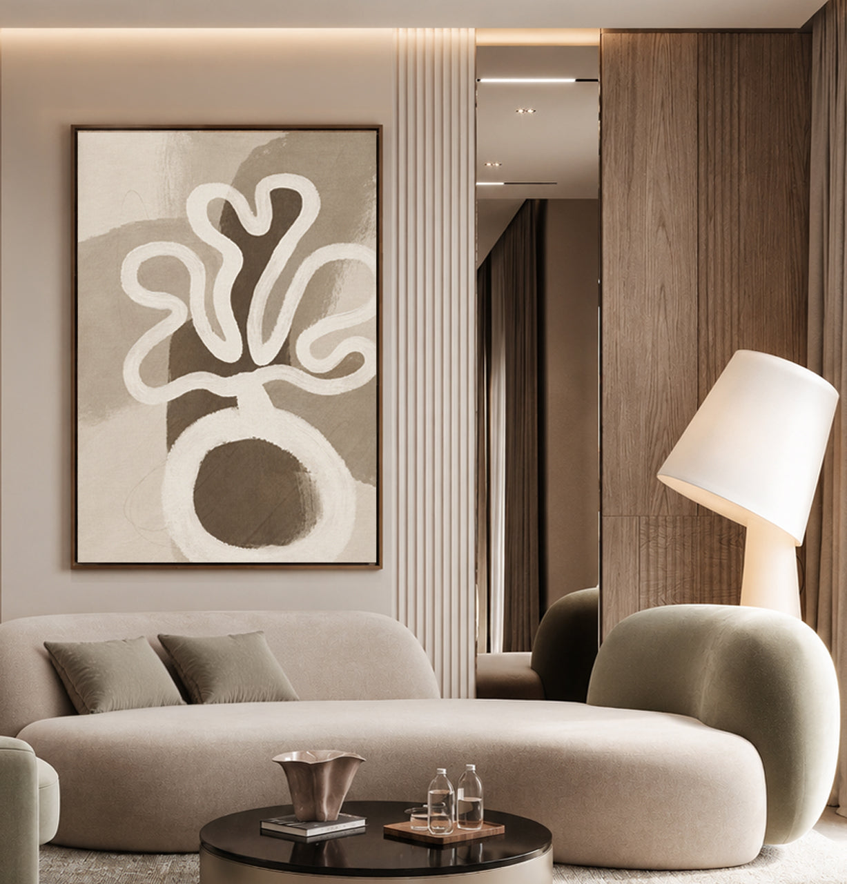 Modern Neutral Abstract Wall Art – Beige Minimalist Canvas Print