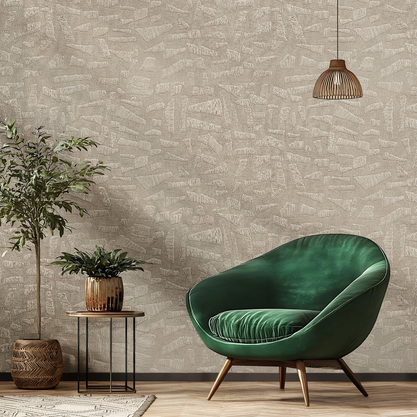 Woven Impressions – Textured Beige Abstract Wallpaper
