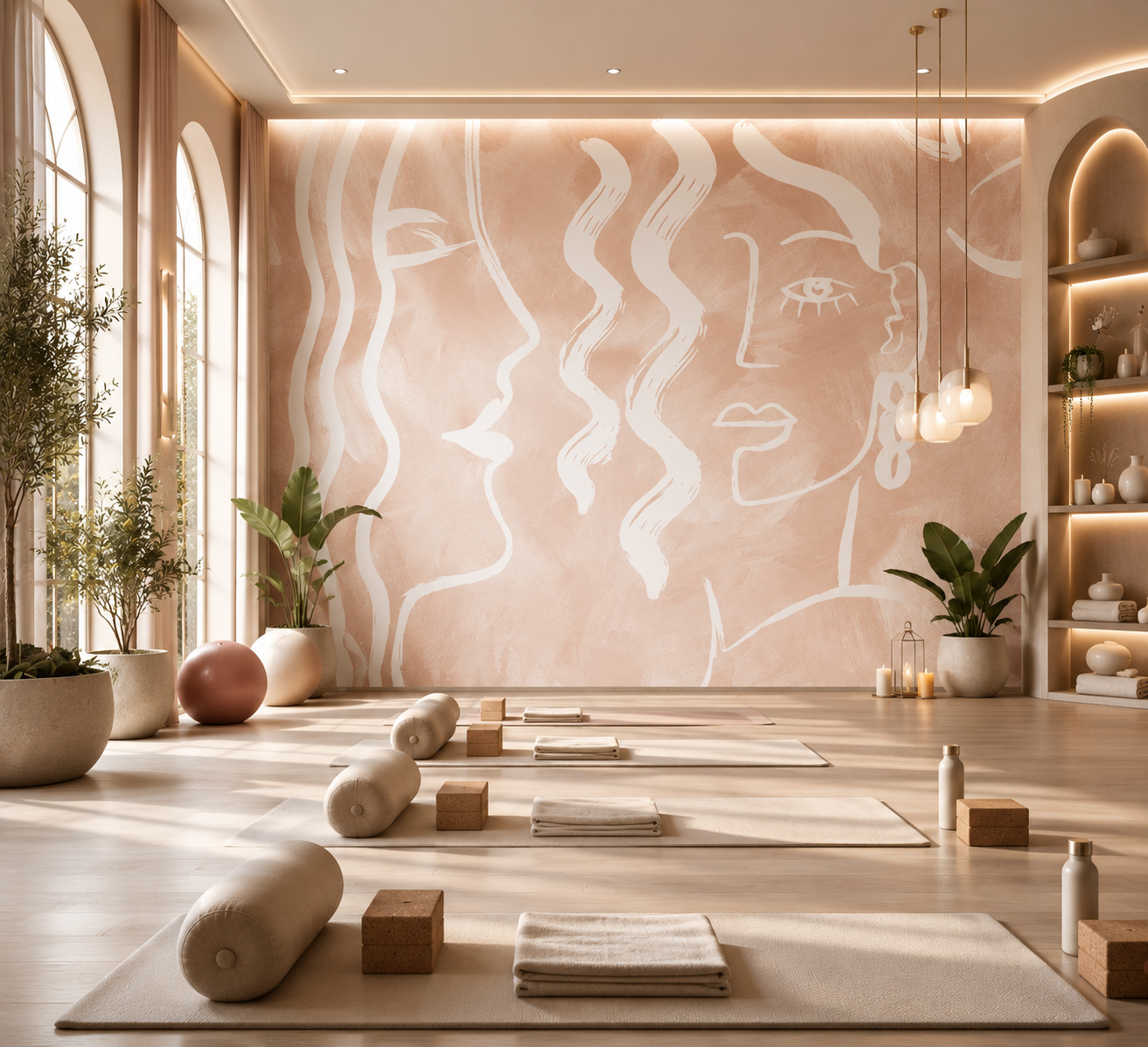 Expressive Strokes: Blush Muse Wallpaper Mural