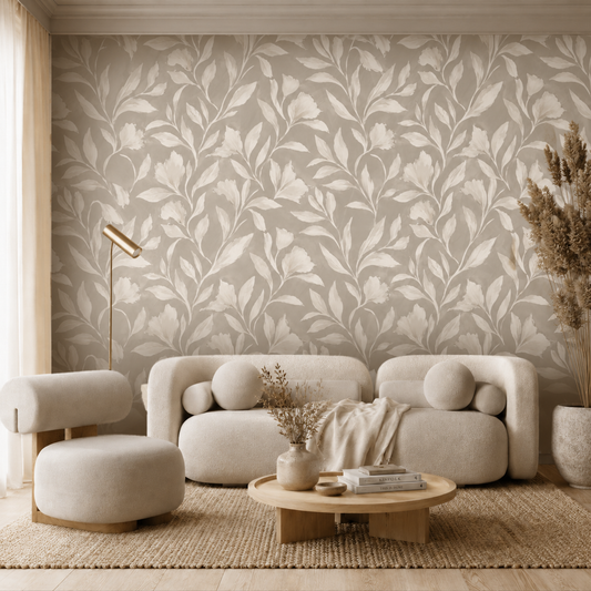 Ivory Meadow Wallpaper – Luxury Neutral Floral Wall Mural