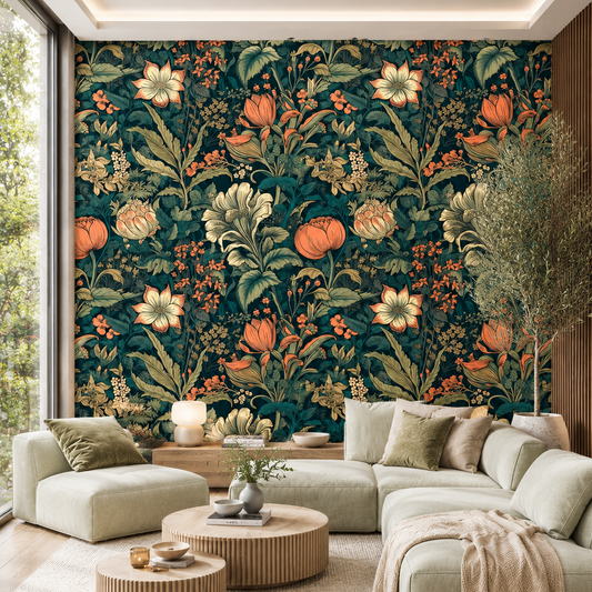 Midnight Botanica – Dark Floral Wallpaper Mural
