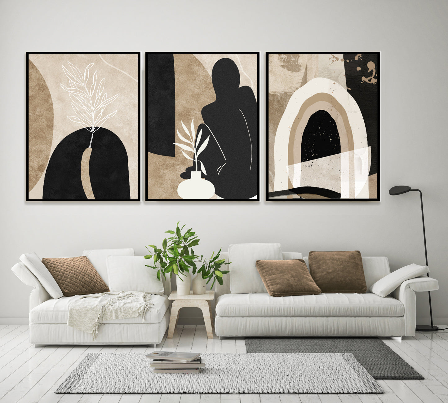 Abstract modern Minimalist set of 3 Panels