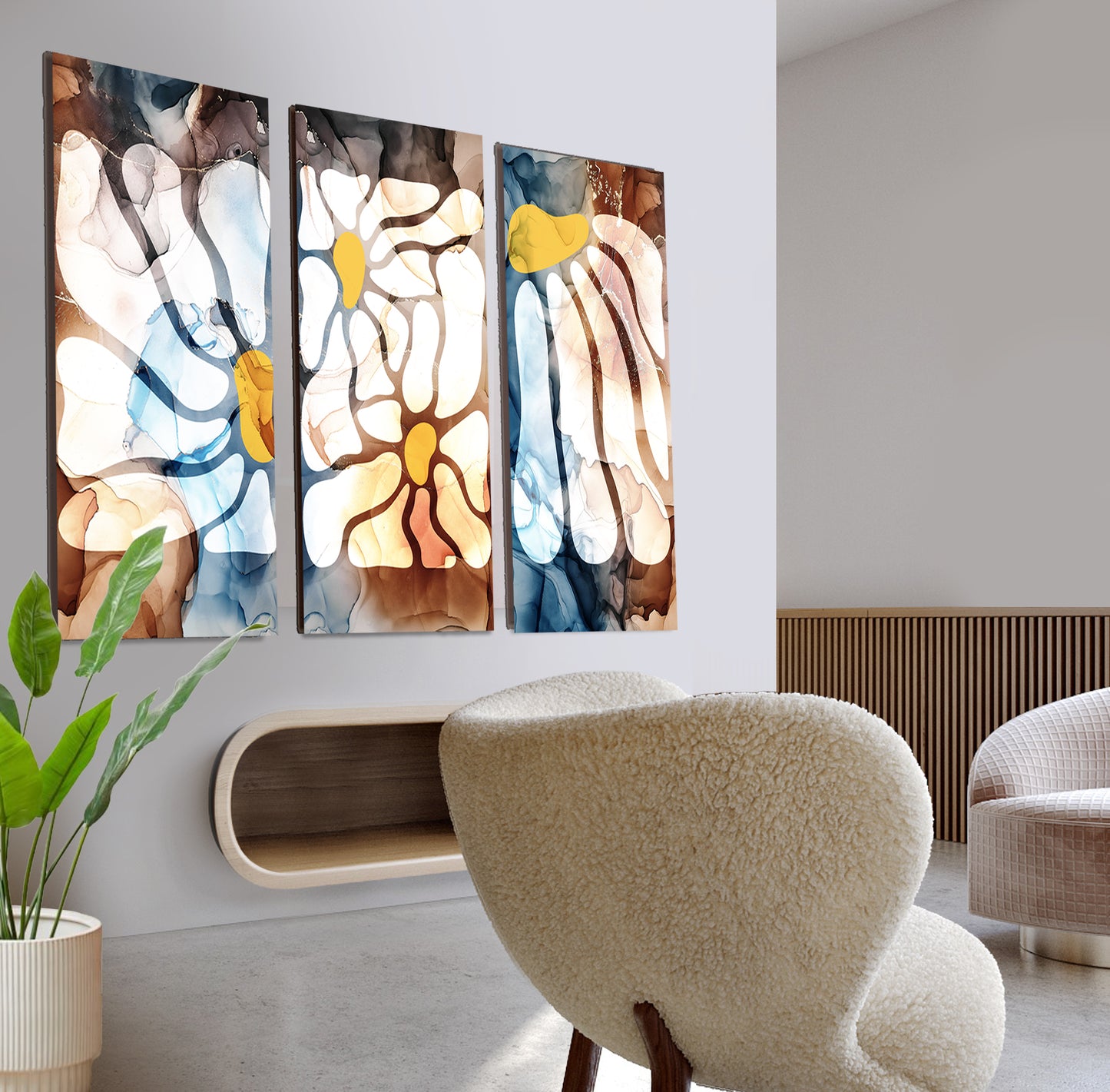 Abstract floral flower framed wall art