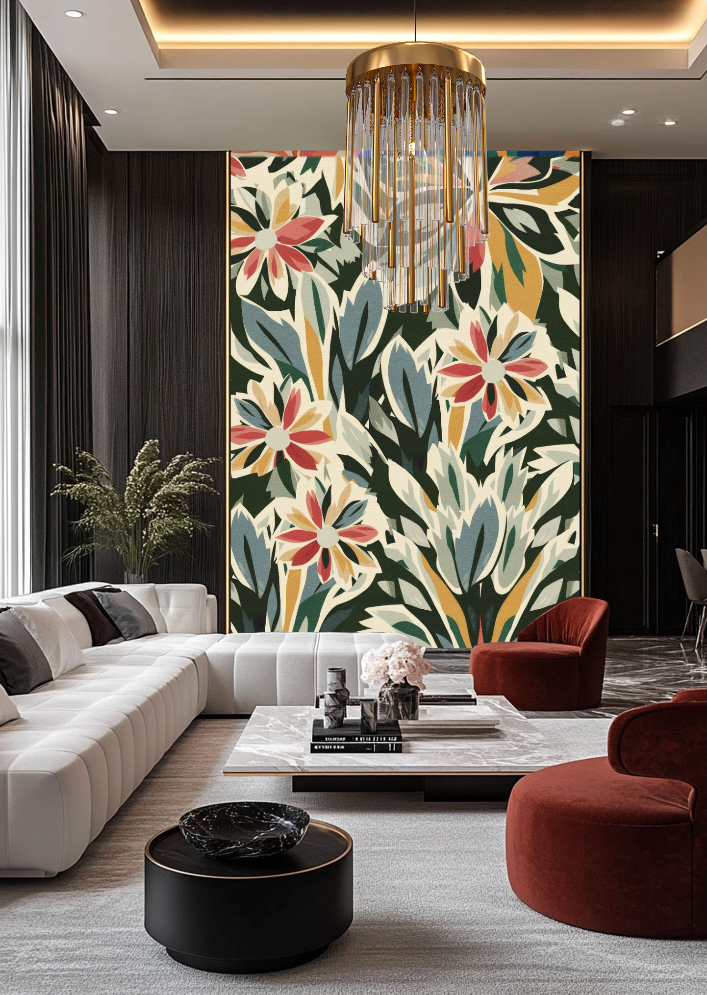 Marigold Muse – Retro Botanical Wallpaper Mural