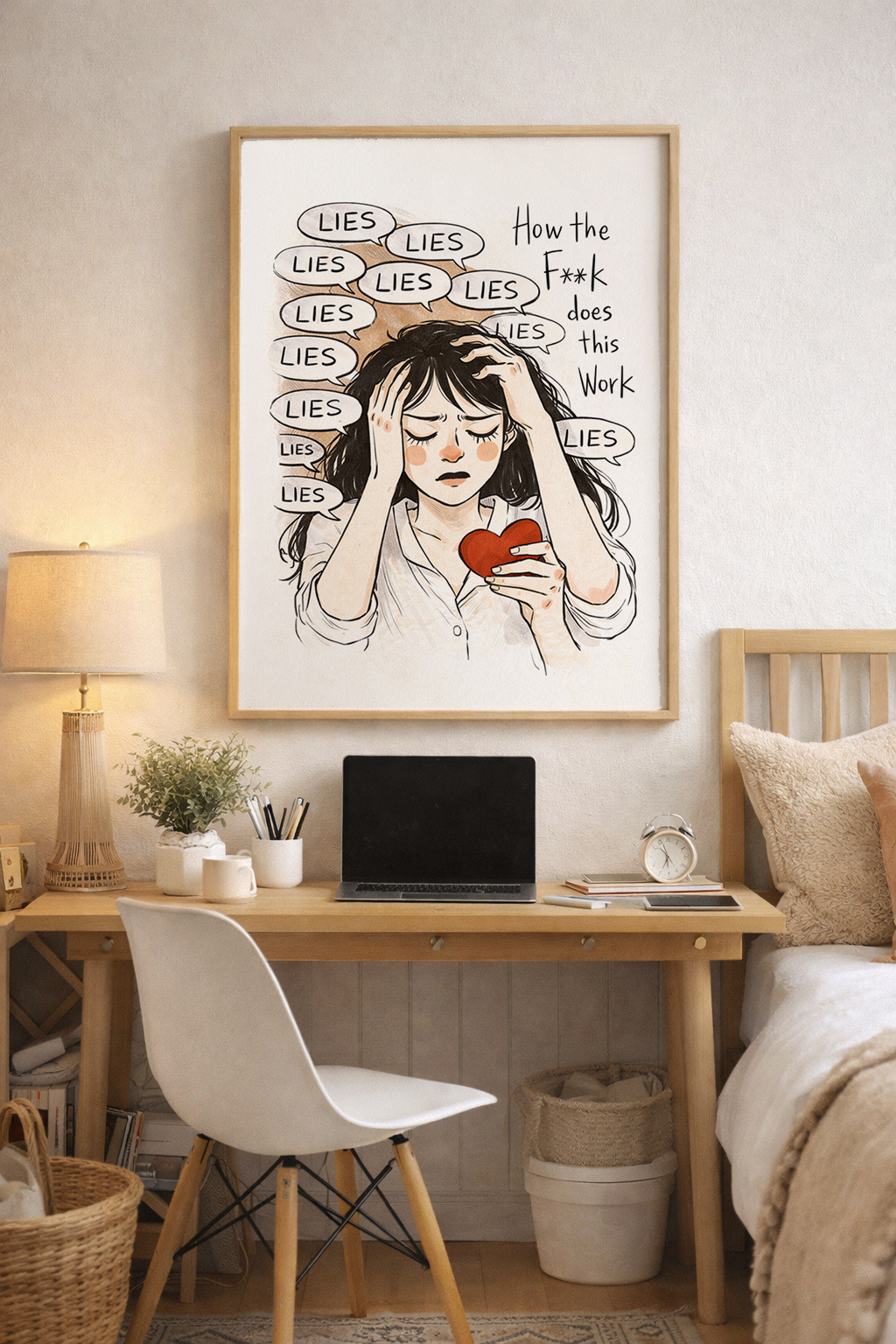 How The Fk Does This Work Wall Art | Funny Love Poster | Relationship Humor Poster