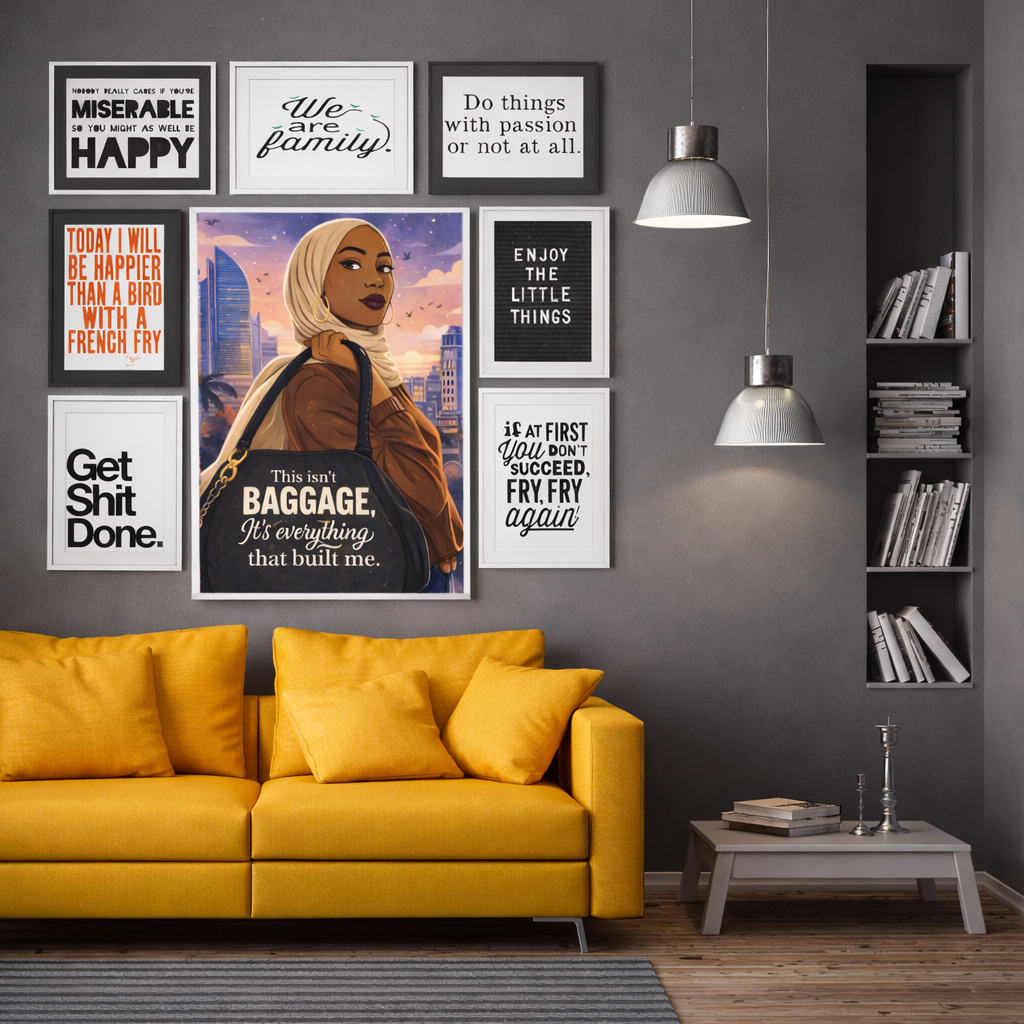 This Isn’t Baggage Quote Poster/ Canvas, Bold Feminine Muslim Woman Art