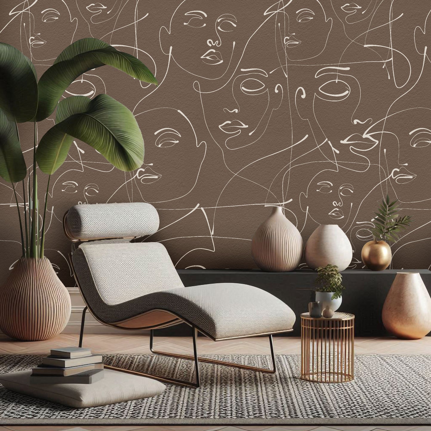 Abstract Brown Face Art Wallpaper
