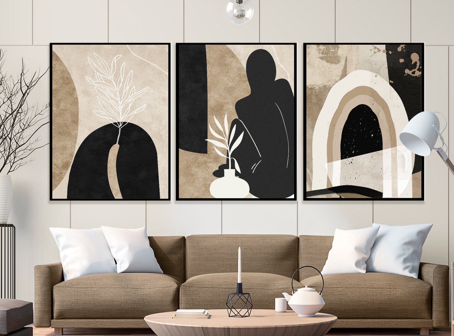 Abstract modern Minimalist set of 3 Panels