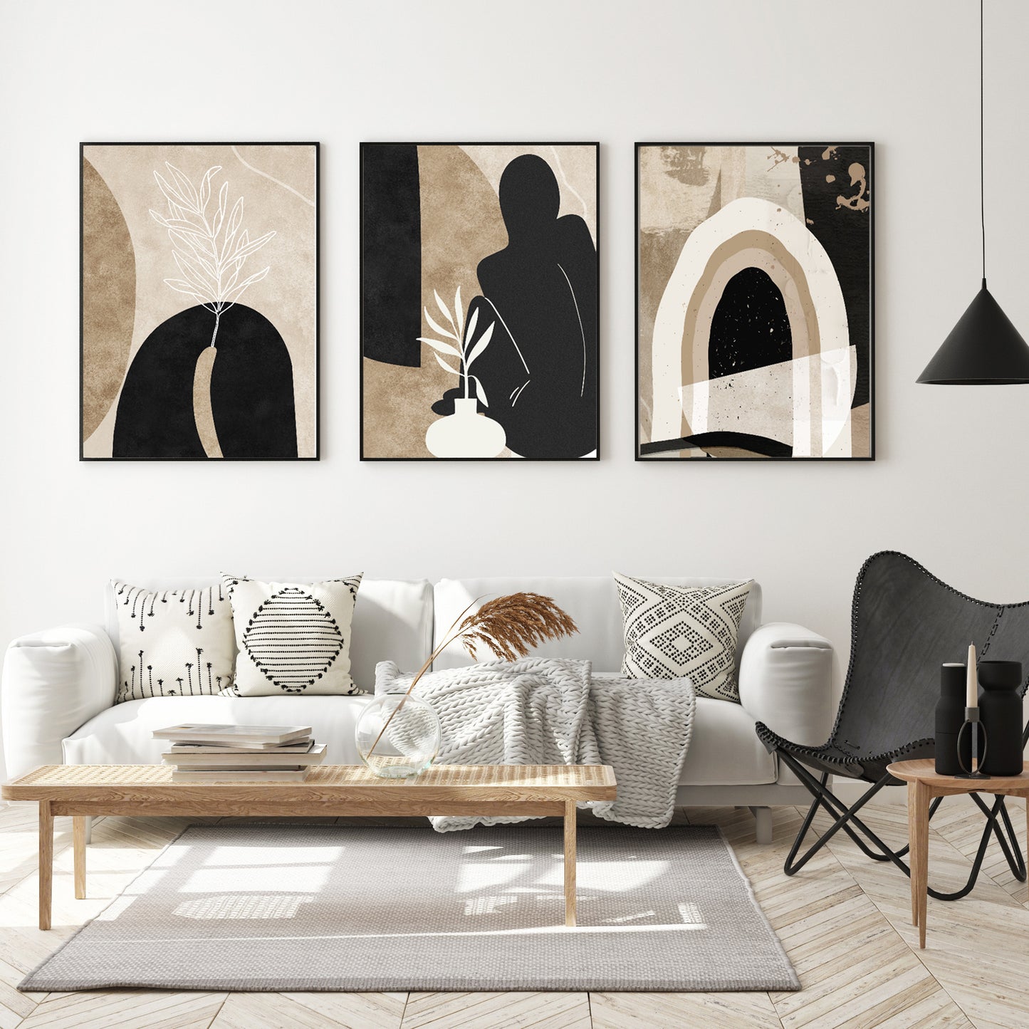 Abstract modern Minimalist set of 3 Panels
