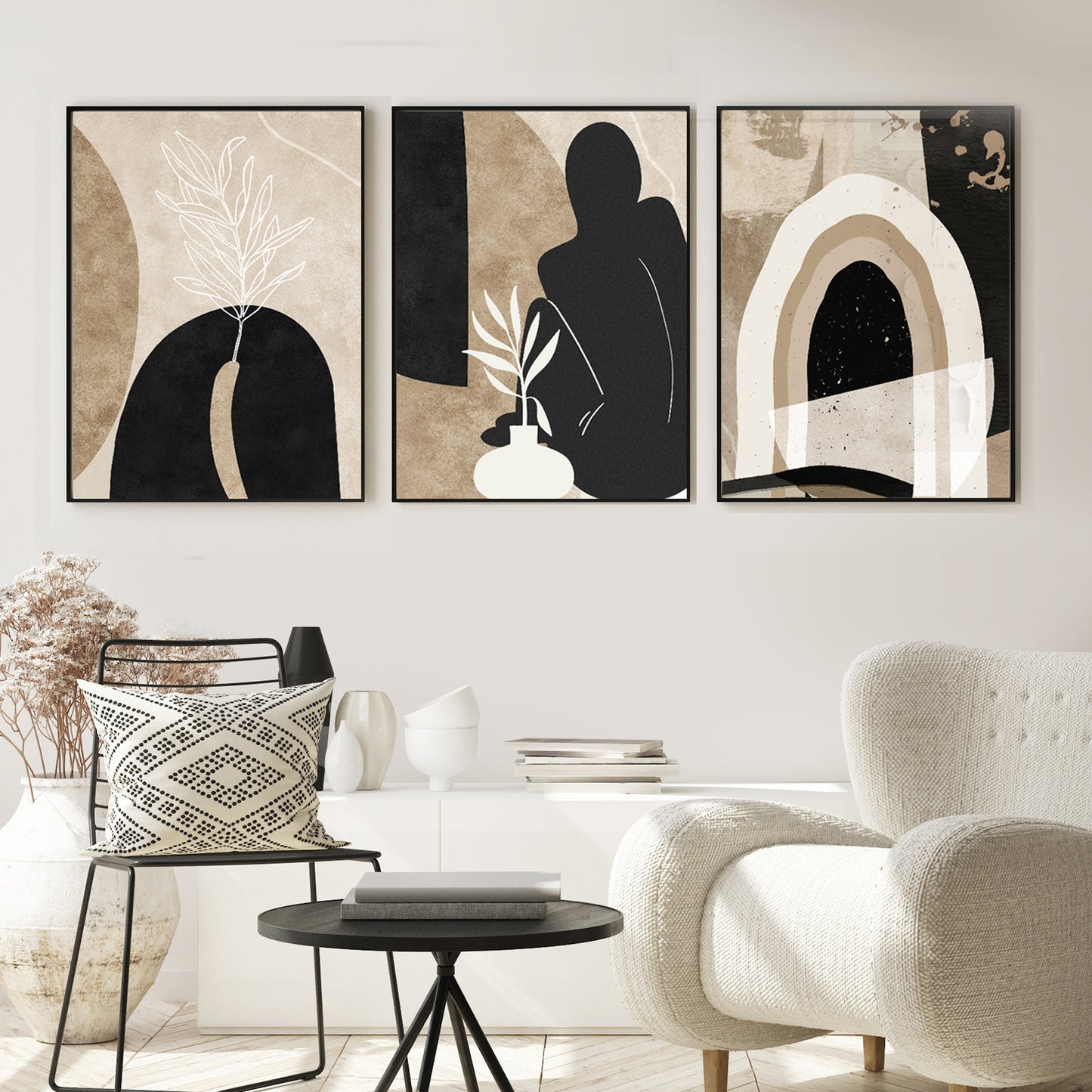 Abstract modern Minimalist set of 3 Panels