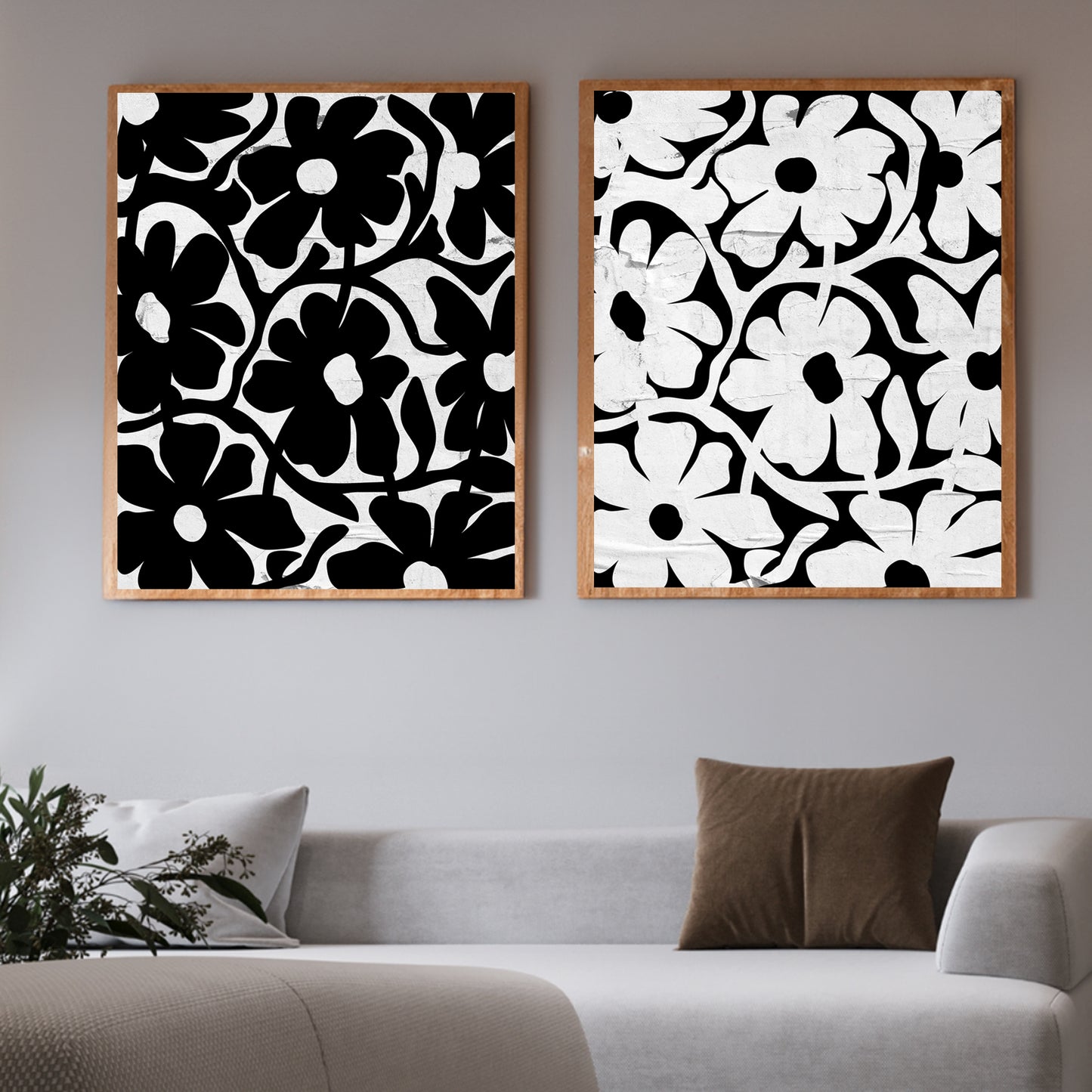 Modern Floral Minimalist, Vintage Wall Art Home Decor