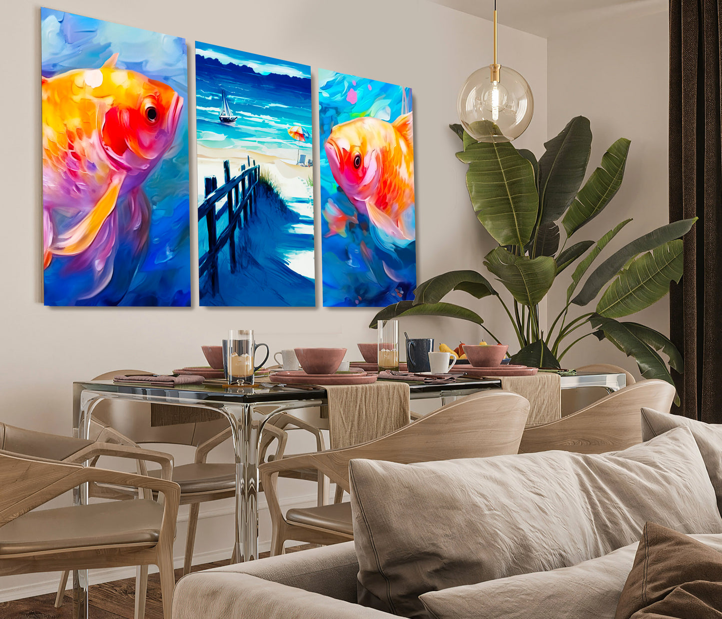 Frame Wall Art Modern Abstract Beach House Decor