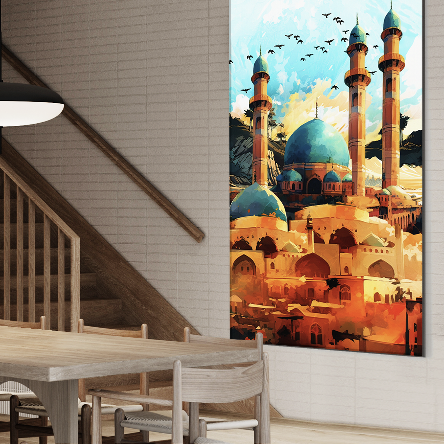 Islamic Architecture Retro Art. Mosque Wall Art Illustration
