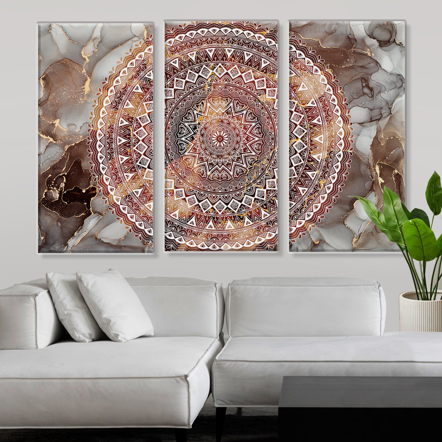 Mandala, Set of 3 Canvas