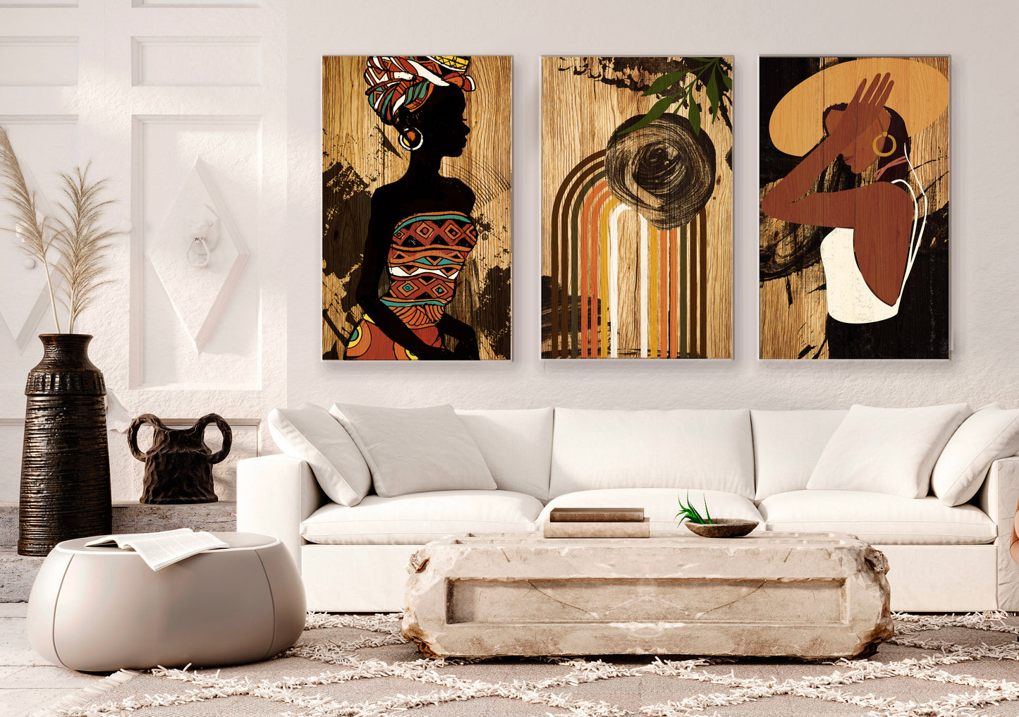 Strong Women Figures, Black Women Abstract Art on Canvas