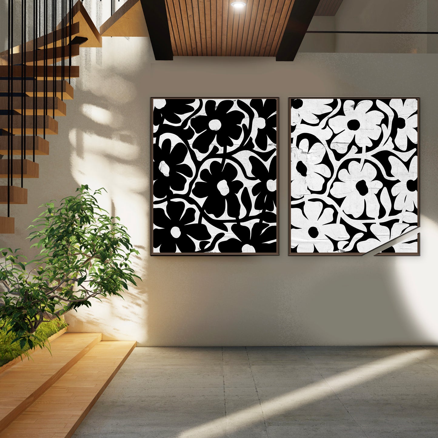 Modern Floral Minimalist, Vintage Wall Art Home Decor