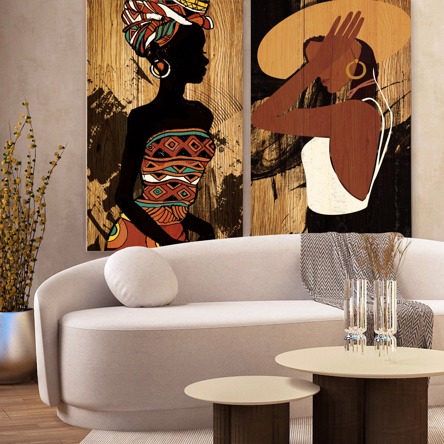 Strong Women Figures, Black Women Abstract Art on Canvas