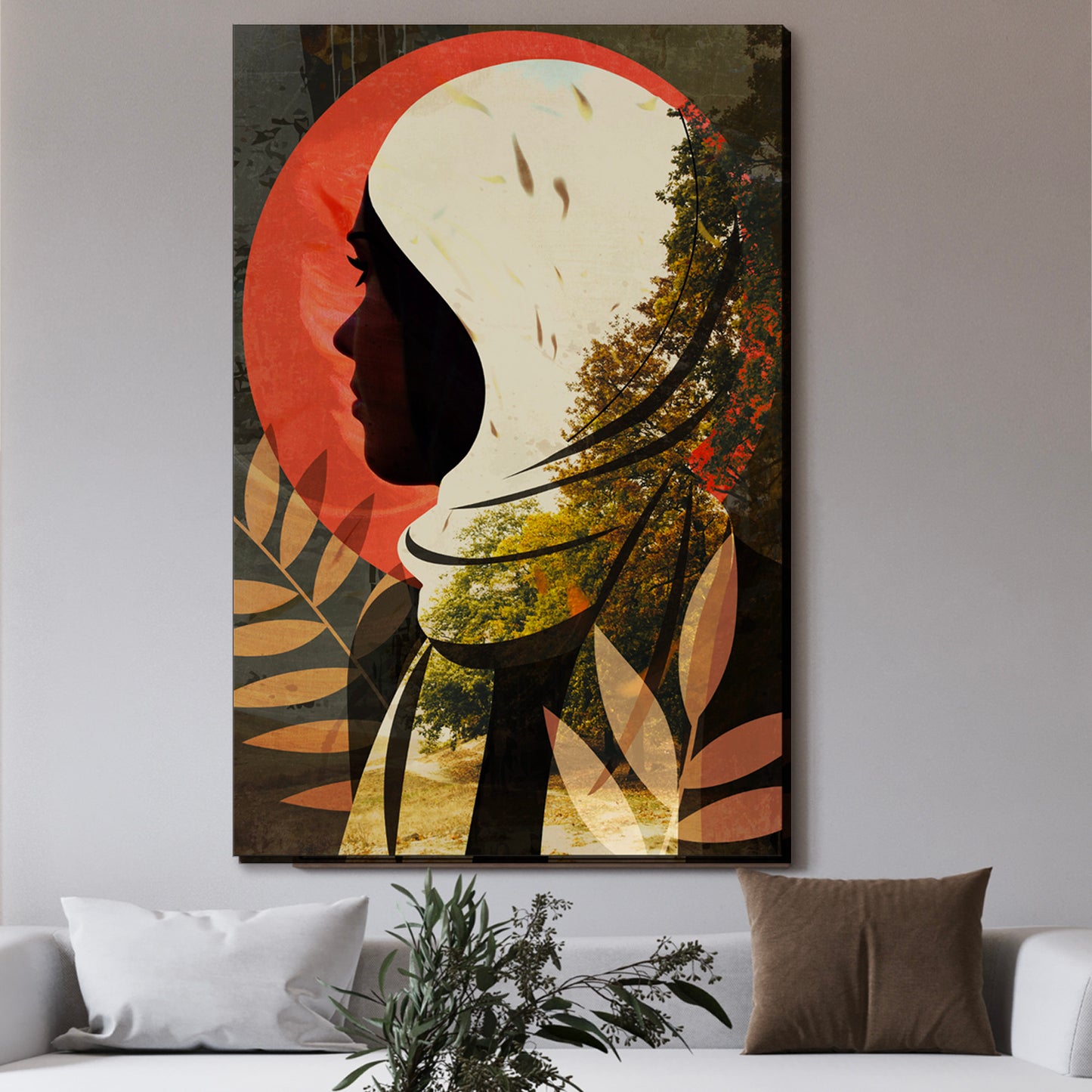 Women in Hijab, Oriental Woman Portrait, Veil Art Arabic Muslim Wall Art Print