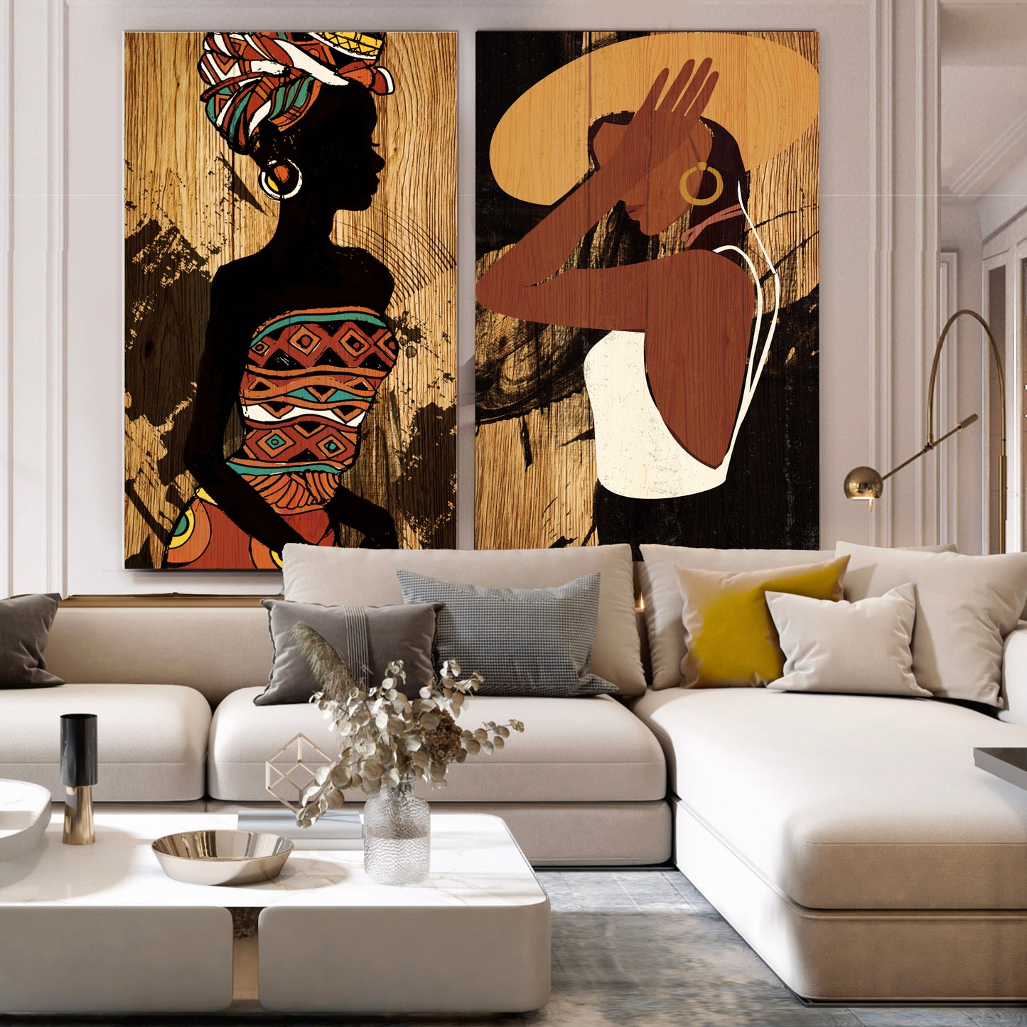 Strong Women Figures, Black Women Abstract Art on Canvas