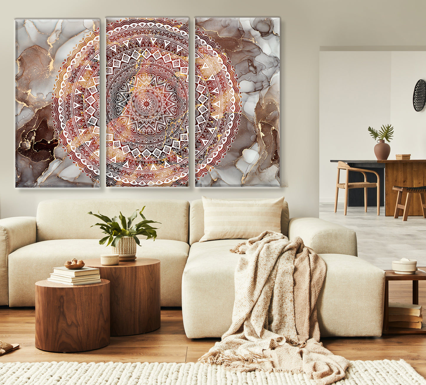Mandala, Set of 3 Canvas