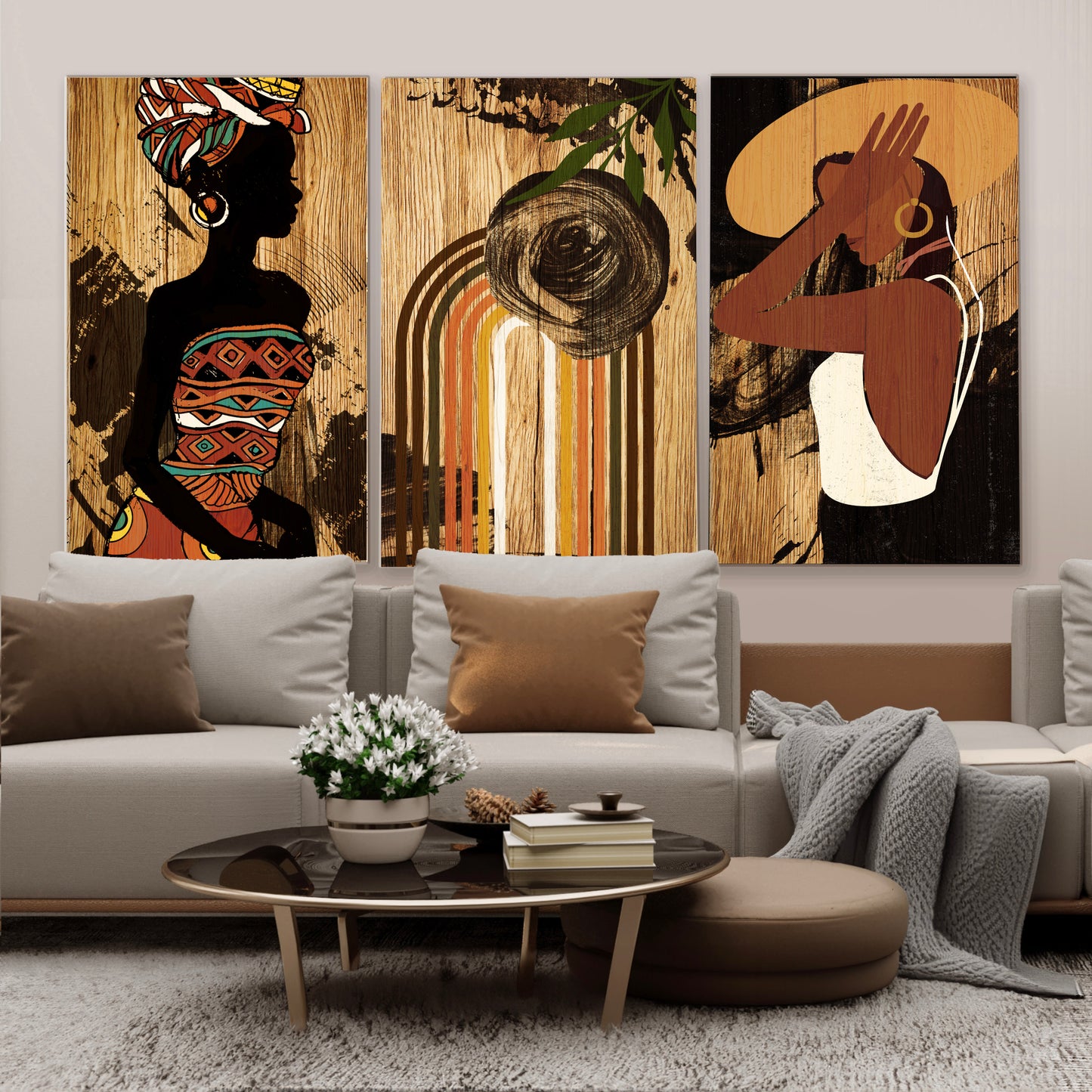 Strong Women Figures, Black Women Abstract Art on Canvas