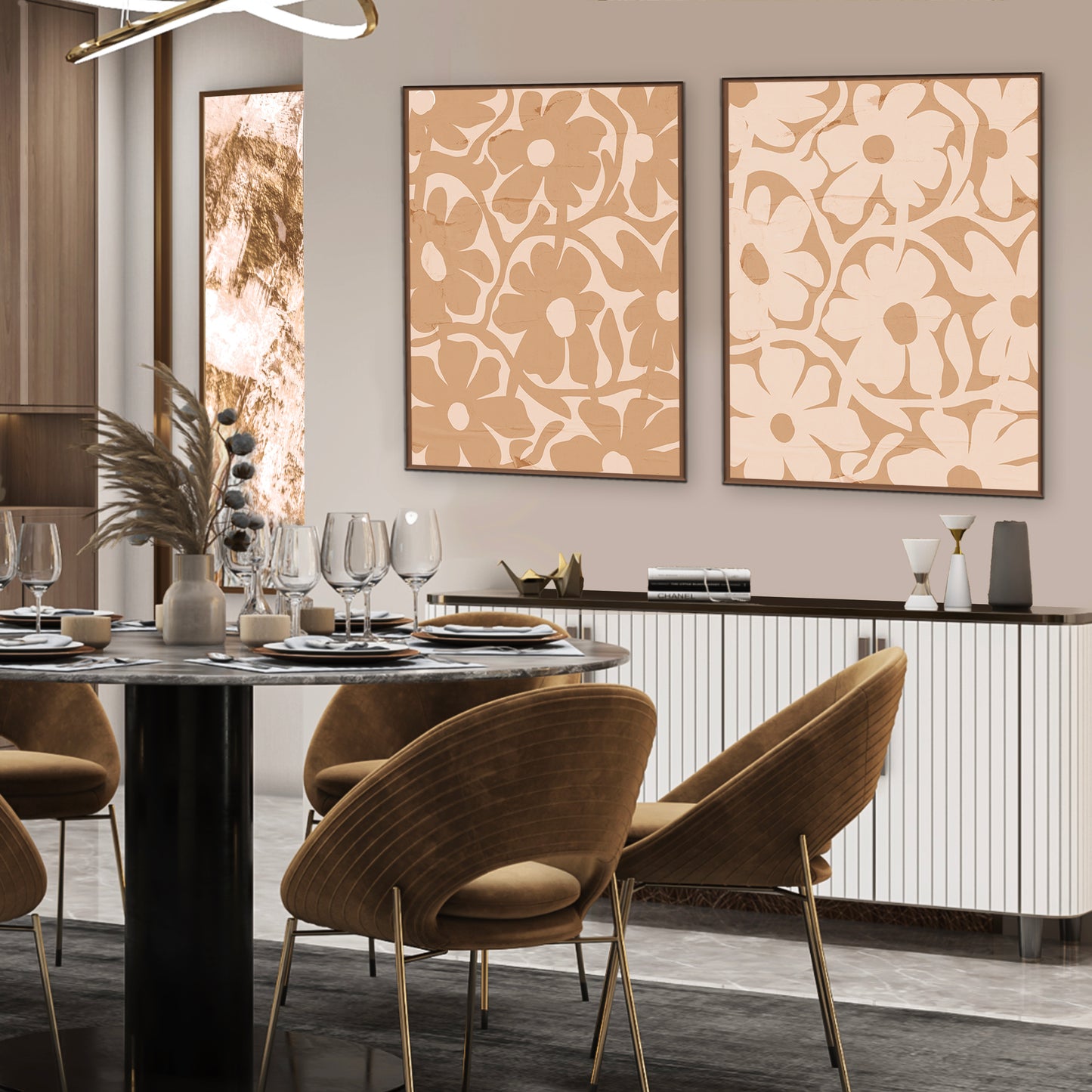 Modern Floral Minimalist, Vintage Wall Art Home Decor