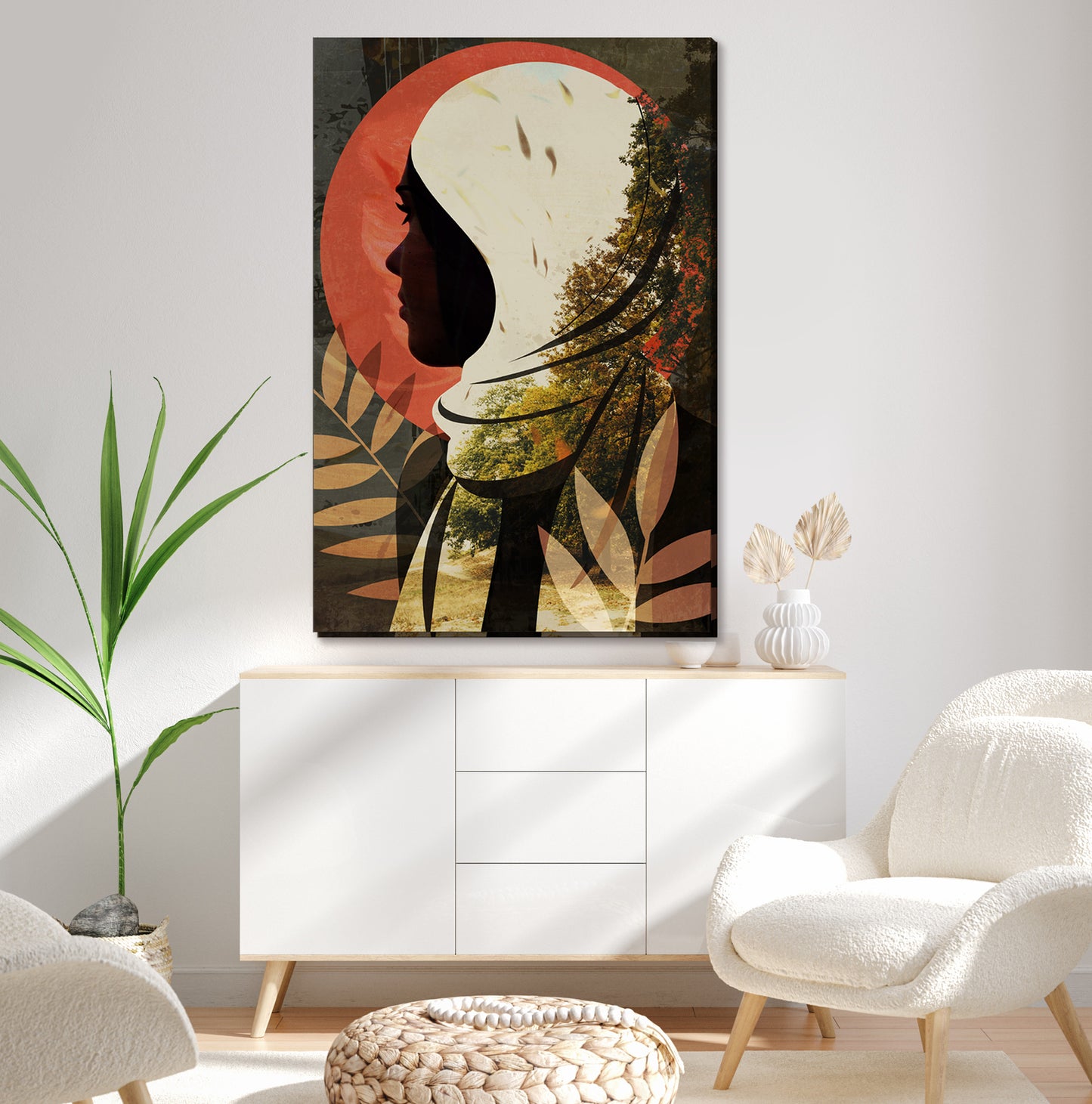 Women in Hijab, Oriental Woman Portrait, Veil Art Arabic Muslim Wall Art Print
