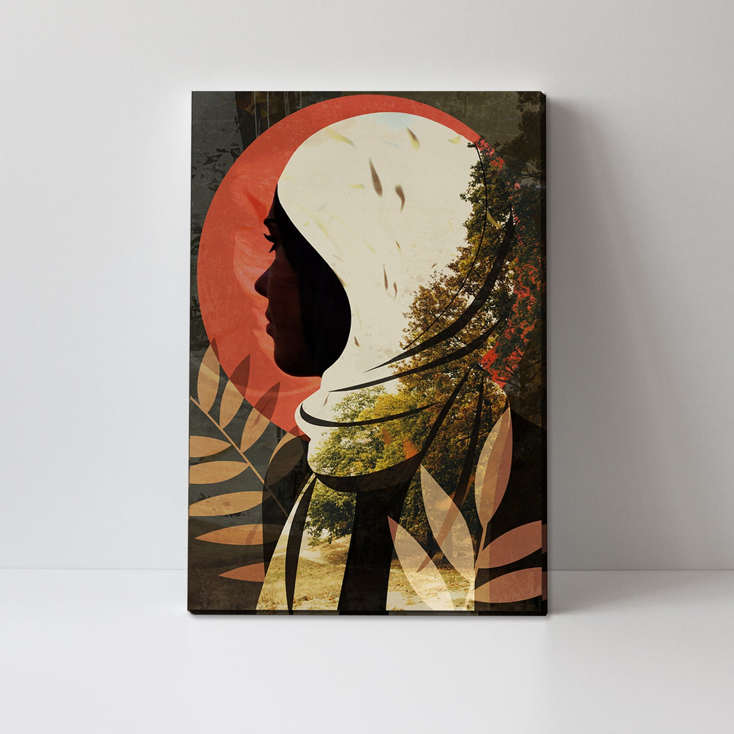 Women in Hijab, Oriental Woman Portrait, Veil Art Arabic Muslim Wall Art Print