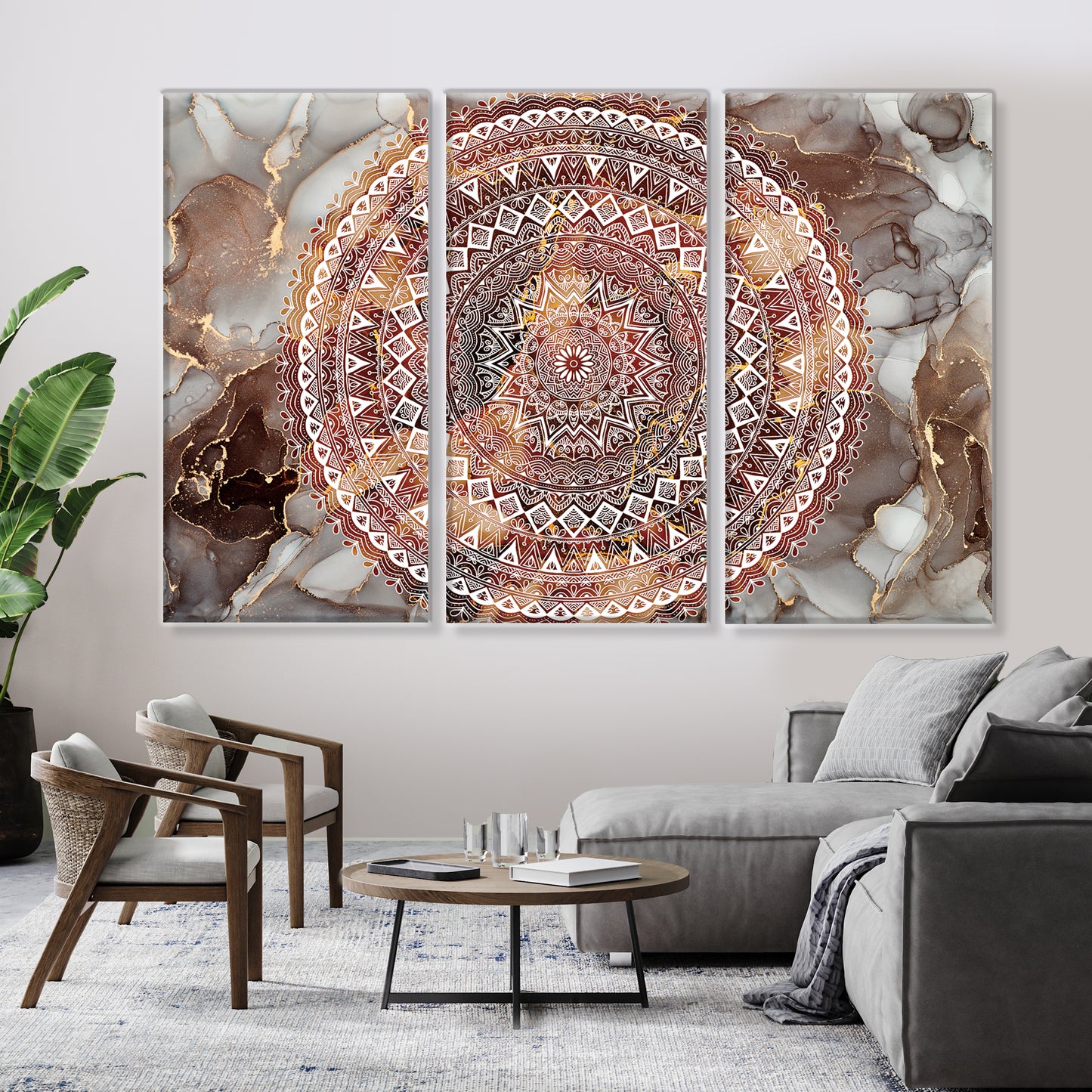 Mandala, Set of 3 Canvas