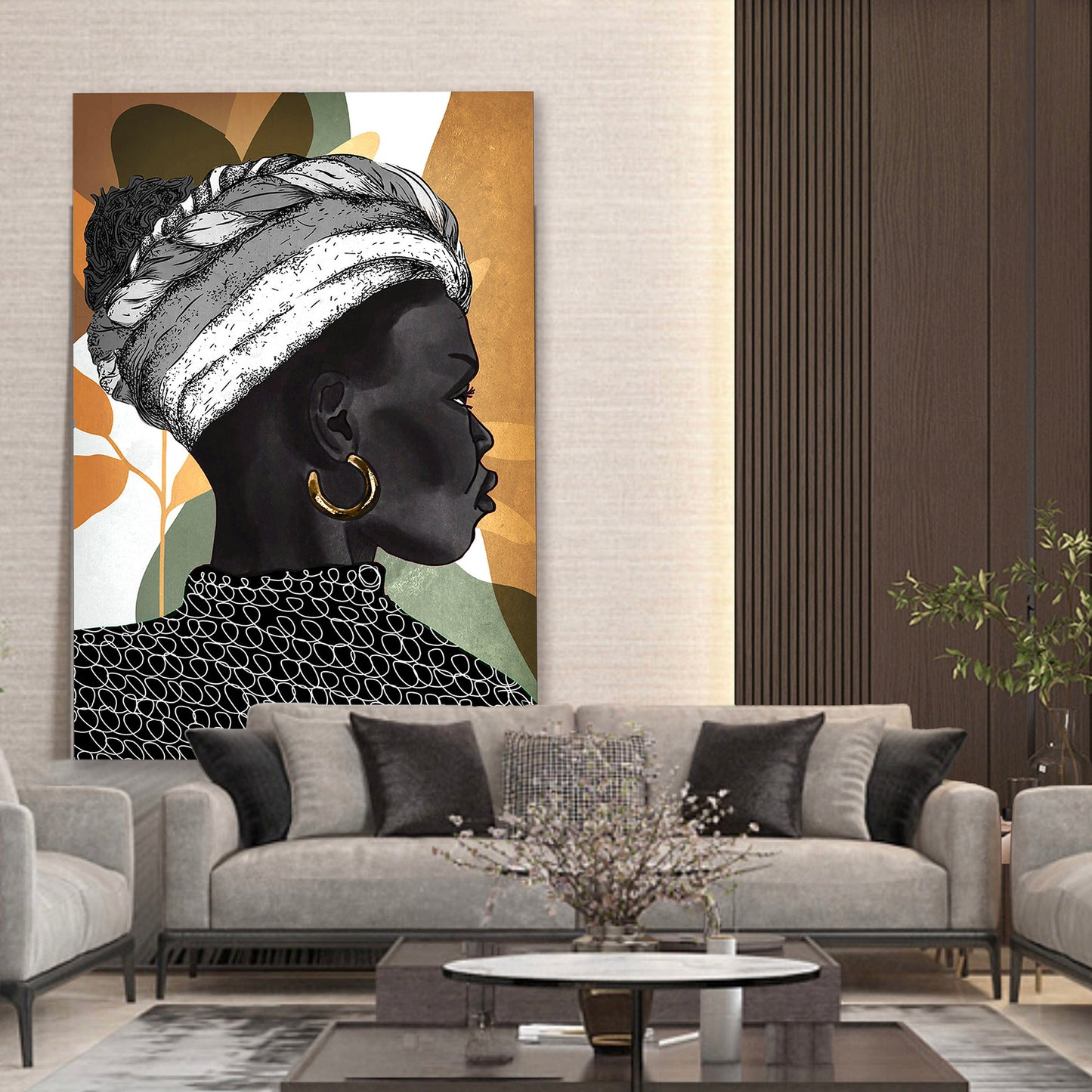 Extra large black African Art Canvas