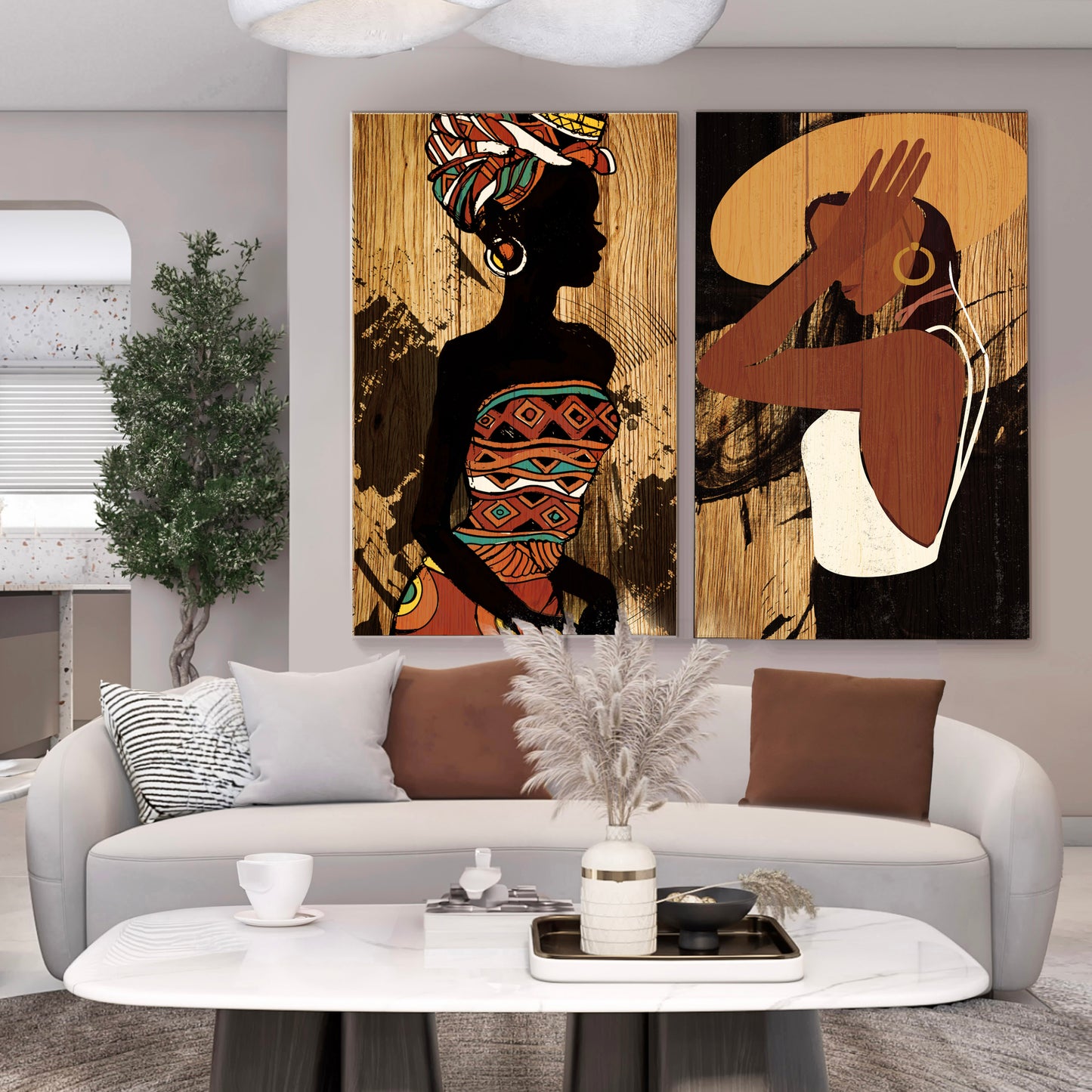 Strong Women Figures, Black Women Abstract Art on Canvas