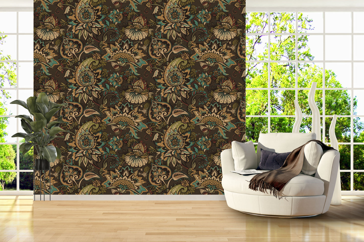 Rustic Blooms Floral Wallpaper