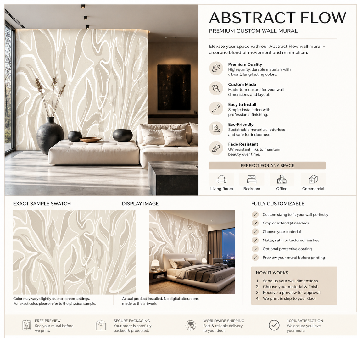 Abstract Flow Luxury Neutral Wallpaper Mural