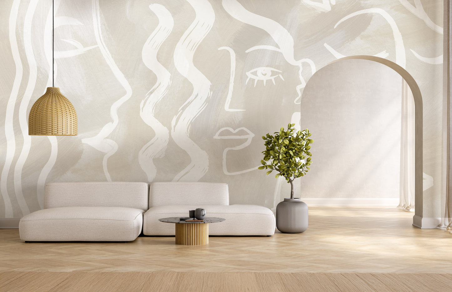 Expressive Strokes – Luxury Abstract Line Art Wallpaper Mural