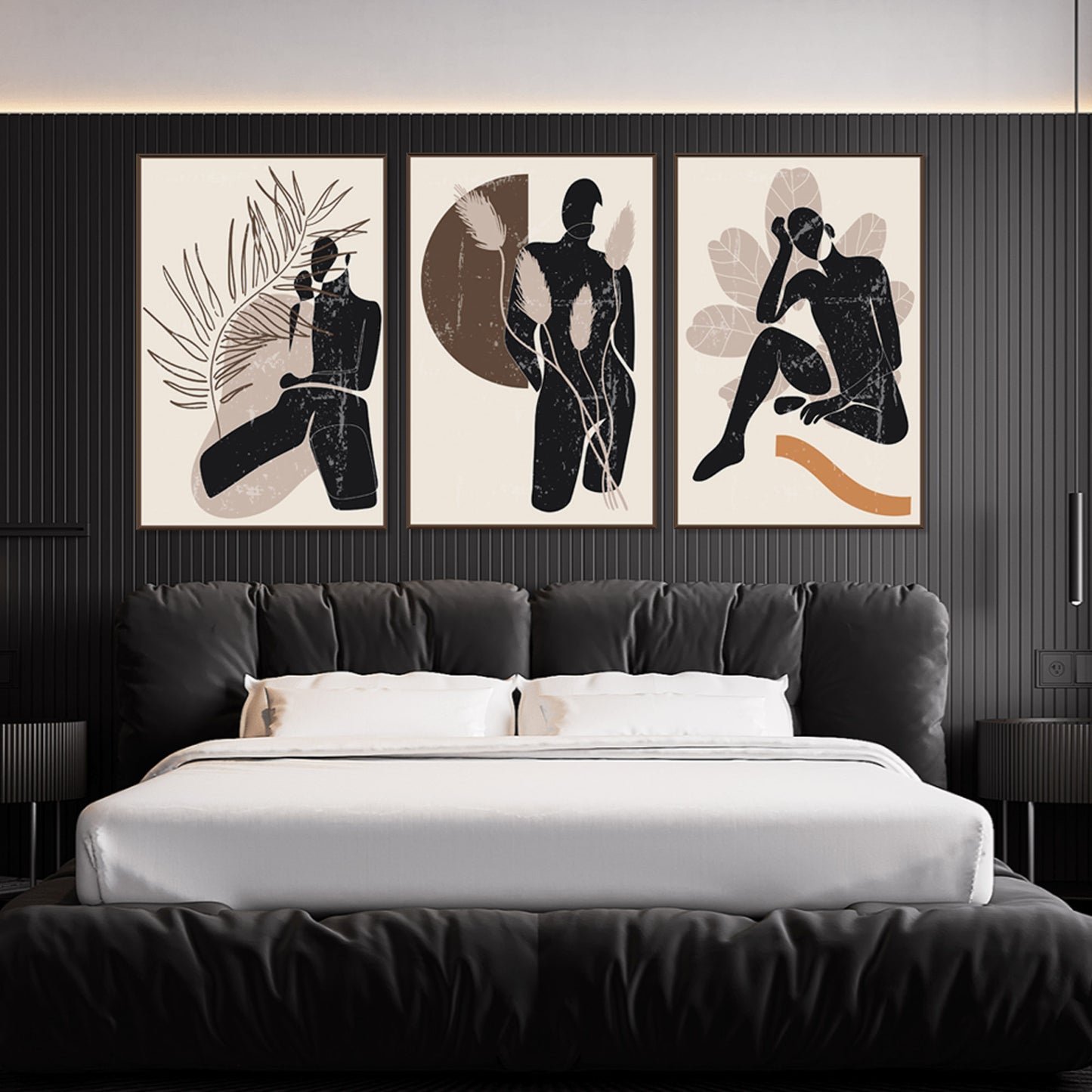 Abstract modern Minimalist set of 3 Panels