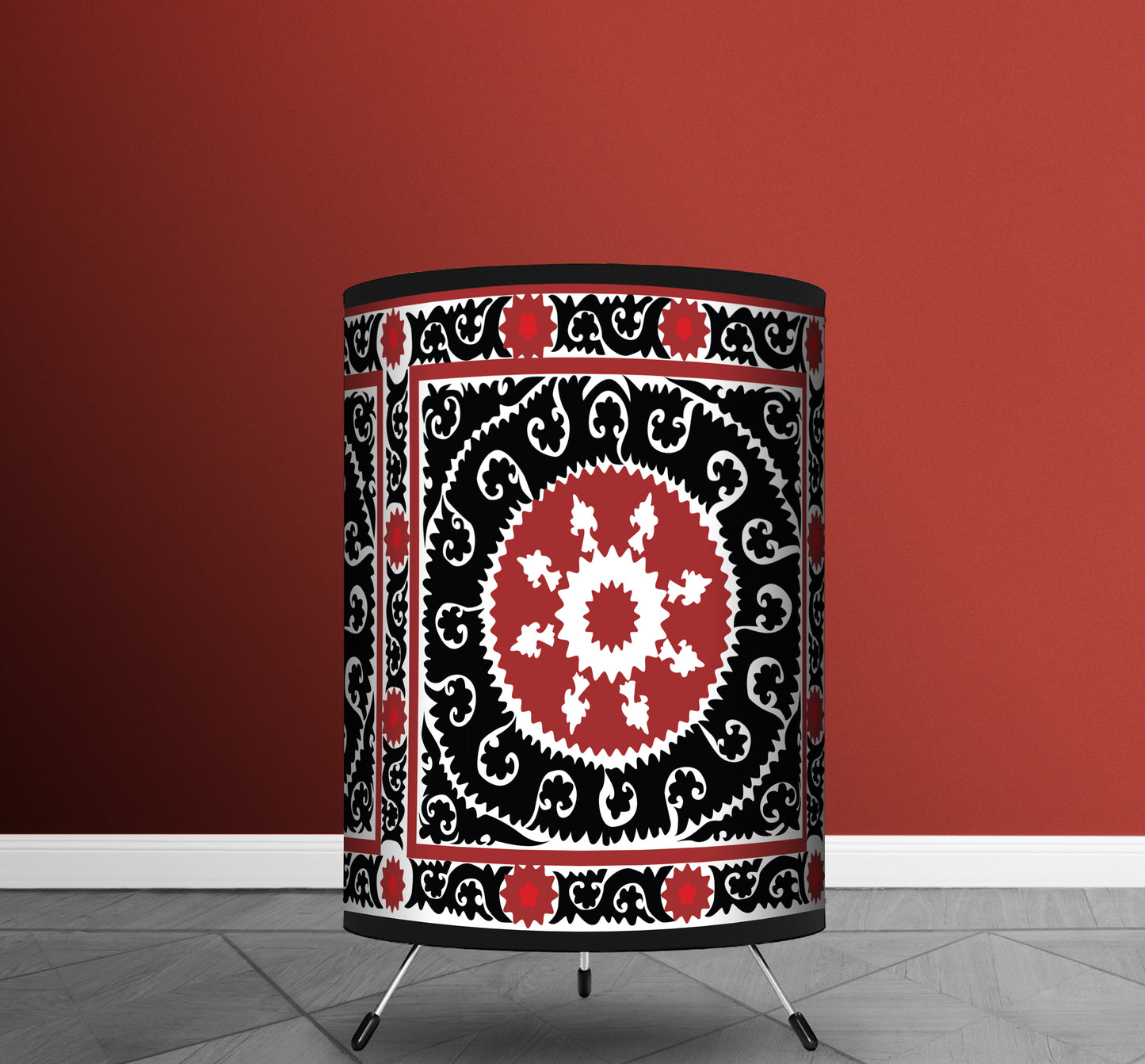 African Boho Art Print Tripod Lamp Shade