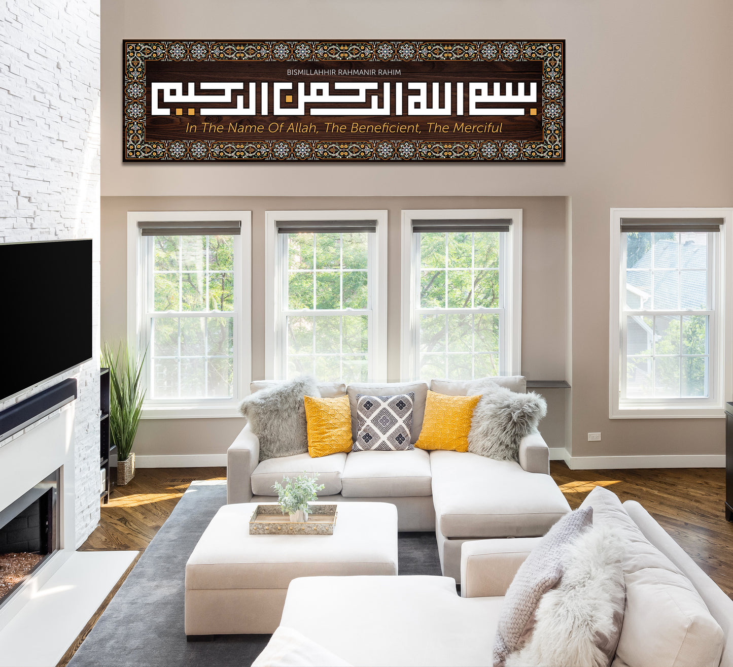Hang "Bismillahhir Rahmanir Rahim" on the main entrance of the house. (blessing a house)