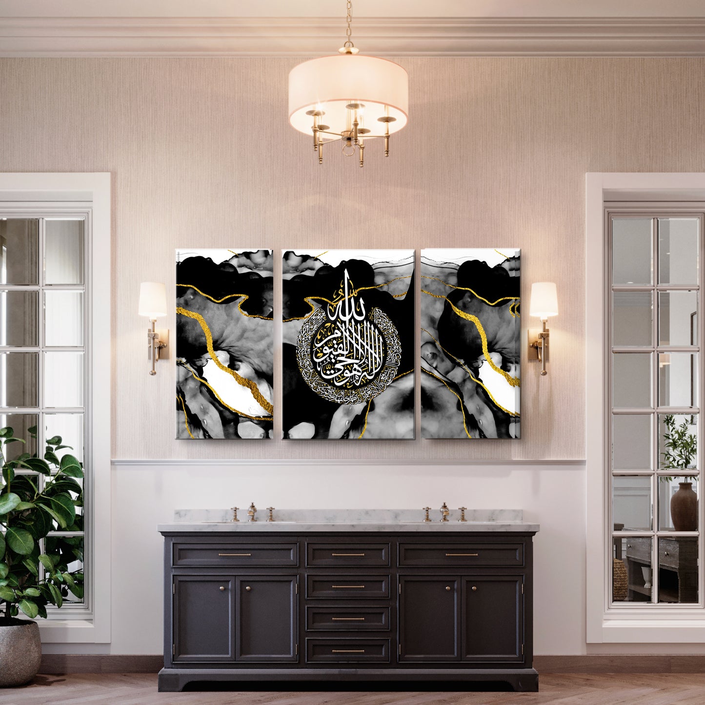 Al-Baqarah-Ayat ul Kursi | Set of 3 Abstract Islamic Calligraphy Canvas