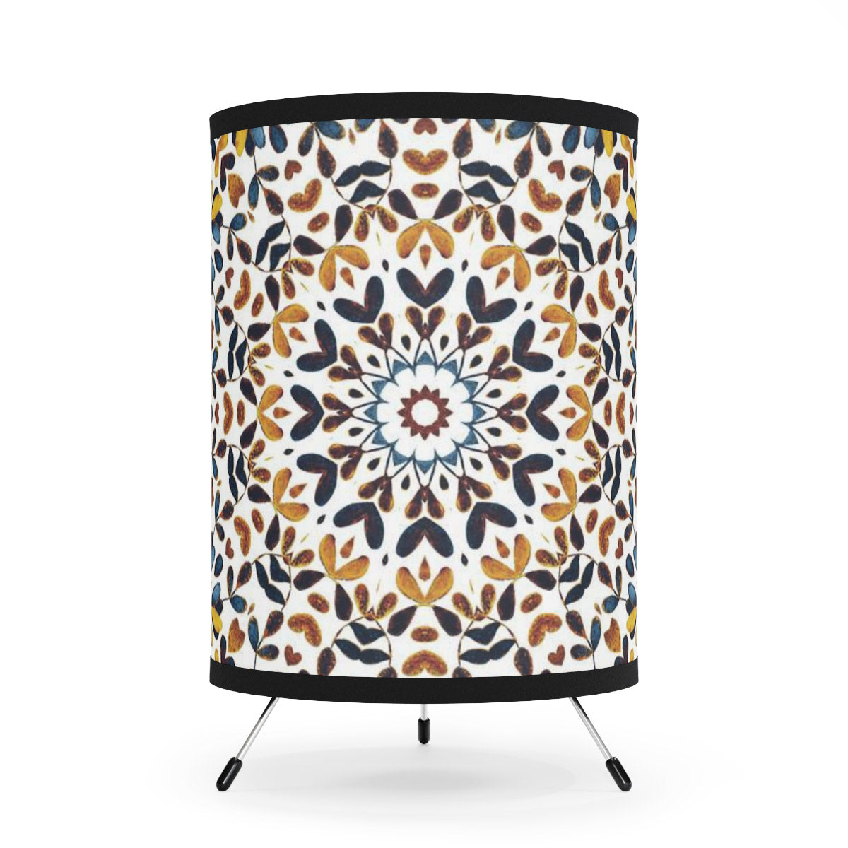 Hand Drawn Water Color Mandala Print Tripod Lamp Shade