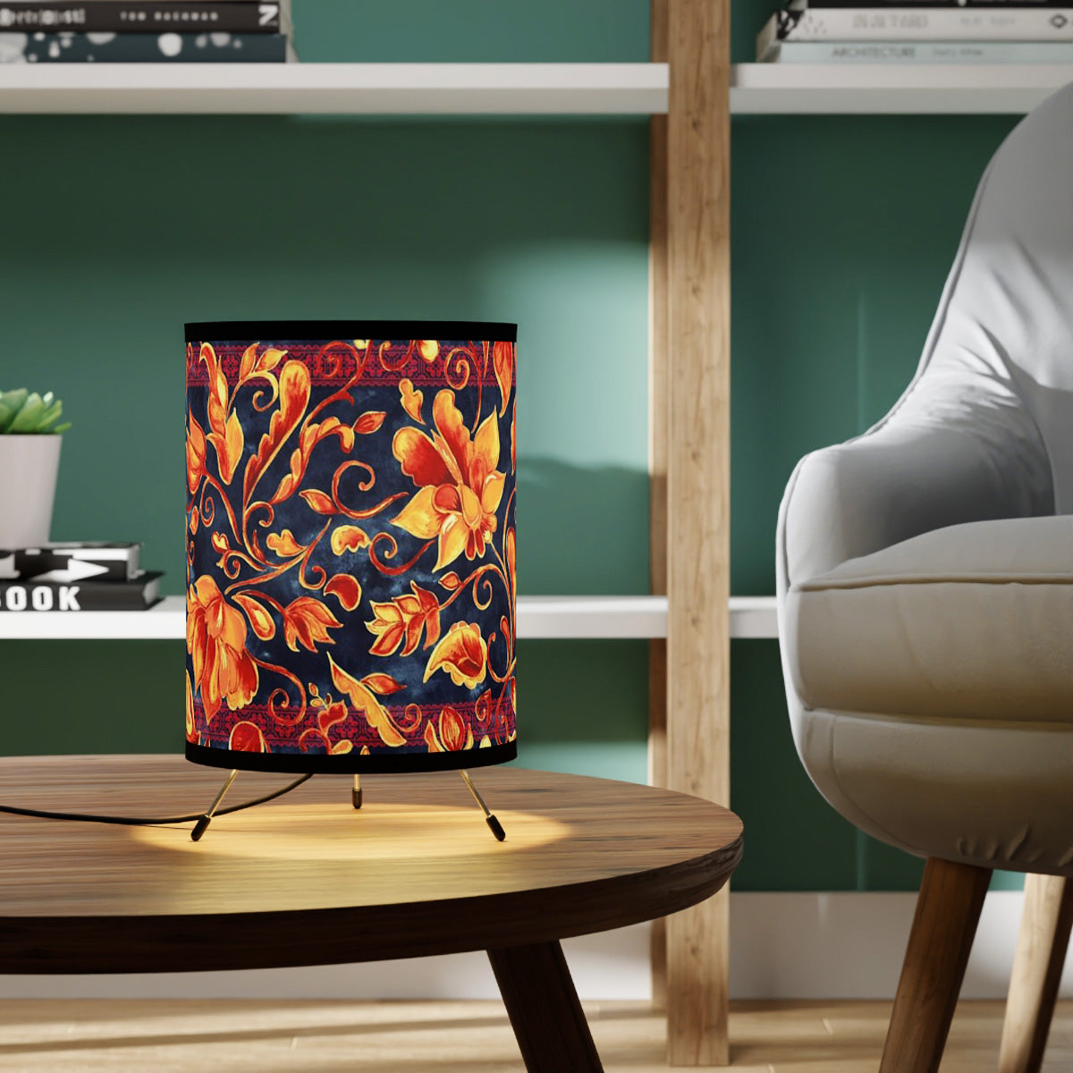 Water Color Floral Tulips Print Tripod Lamp Shade