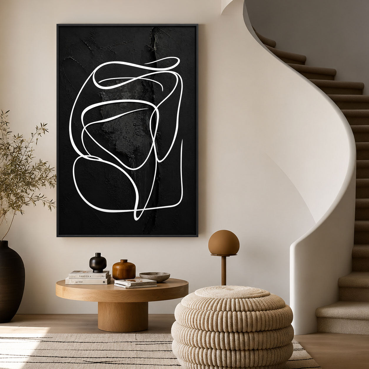 Midnight Lines – Black & White Abstract Wall Art