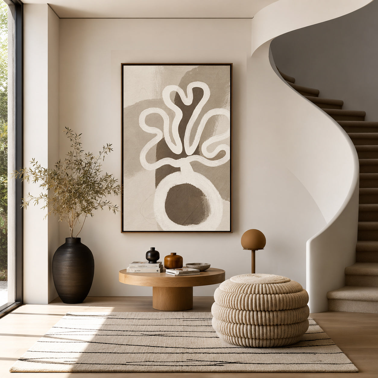 Modern Neutral Abstract Wall Art – Beige Minimalist Canvas Print