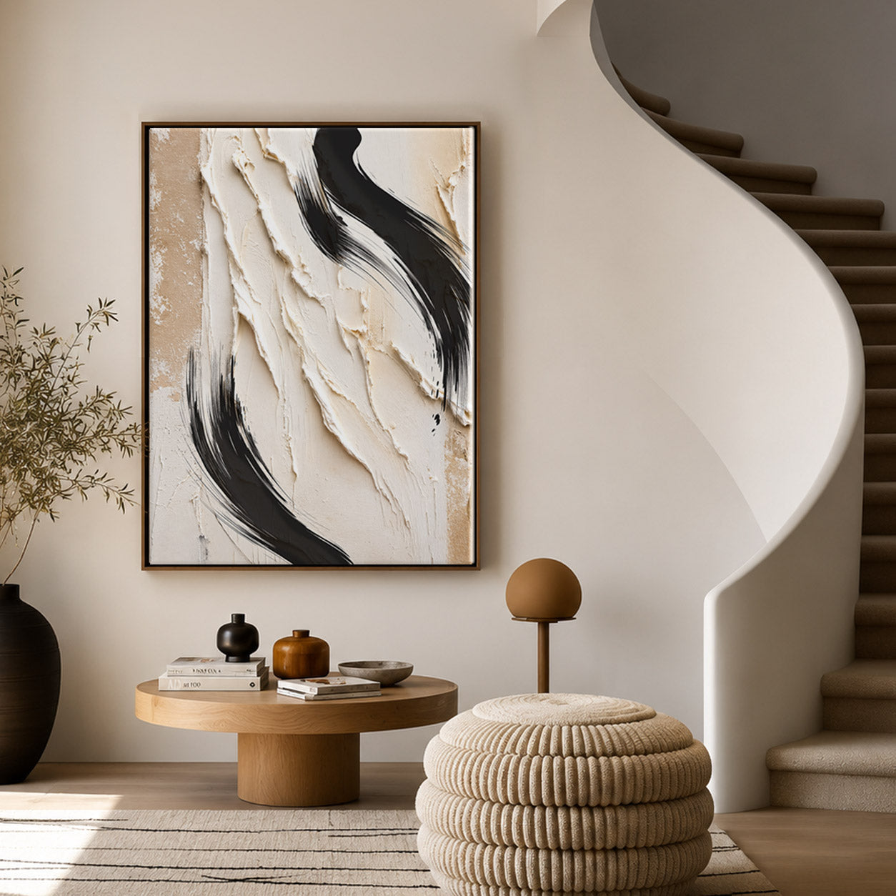Black & Cream Abstract Wall Art | Modern Canvas Art