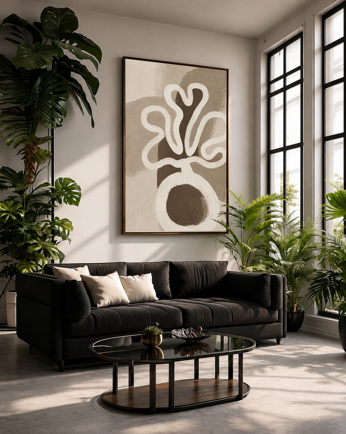 Modern Neutral Abstract Wall Art – Beige Minimalist Canvas Print
