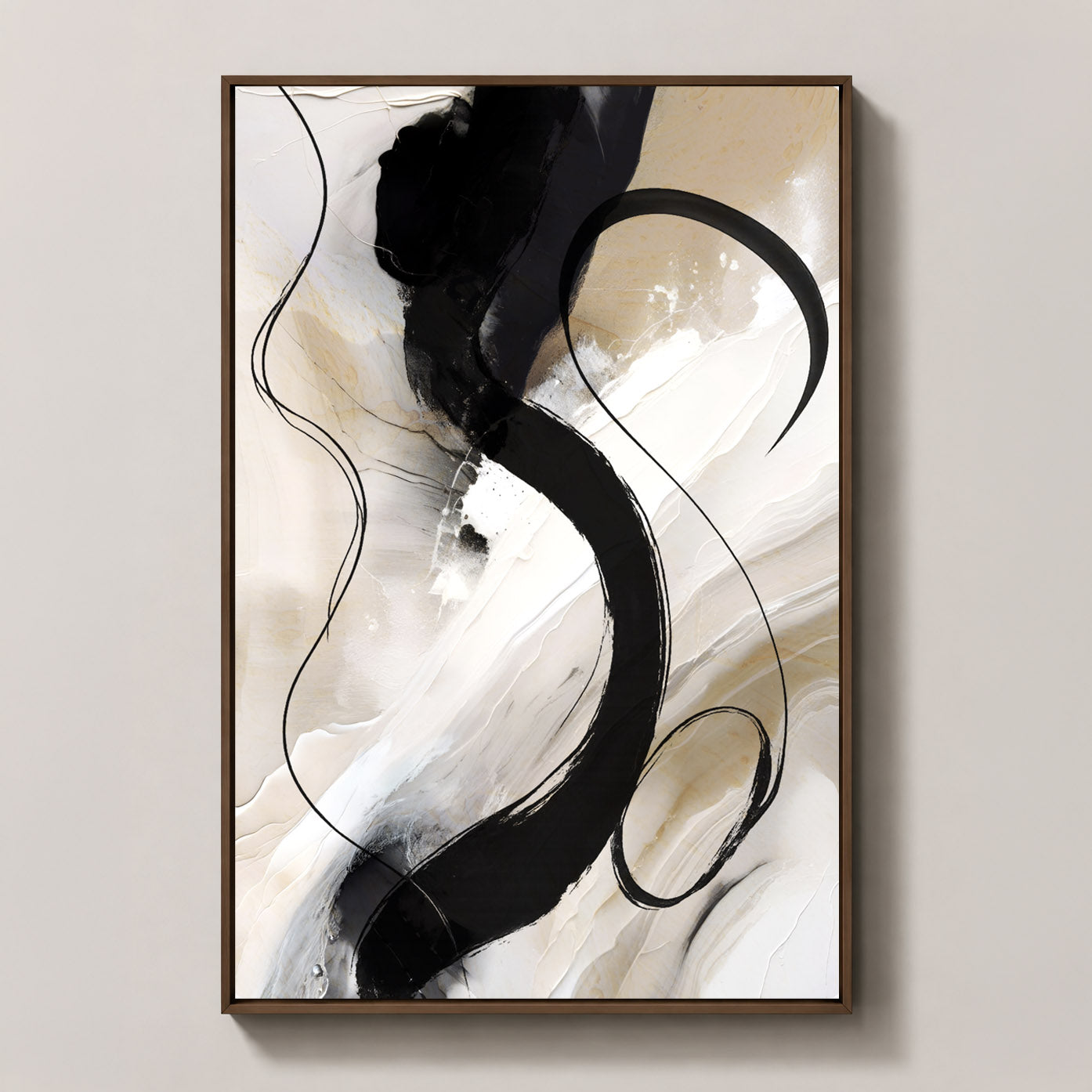 Black & Beige Abstract Wall Art – Modern Neutral Canvas Print