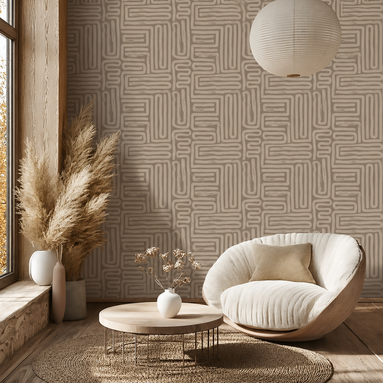 Woven Paths – Hand-Drawn Geometric Wallpaper