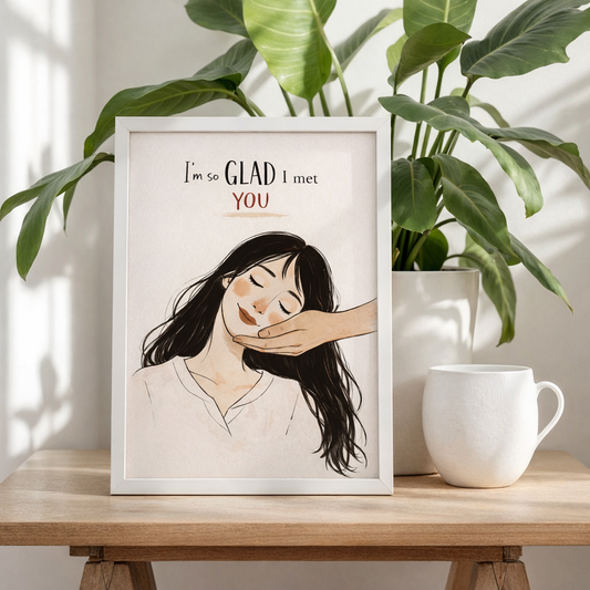 I’m So GLAD I Met You Wall Art | Romantic Love Quote Print | Minimal Wall Art