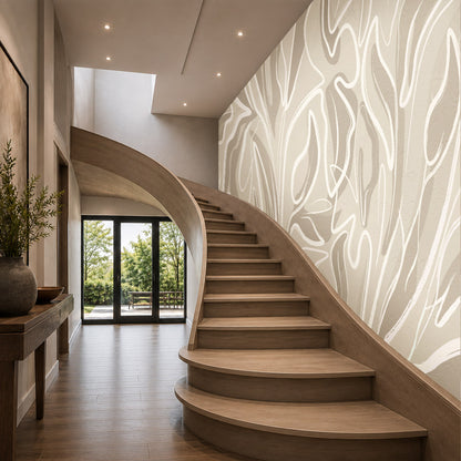 Abstract Flow Luxury Neutral Wallpaper Mural