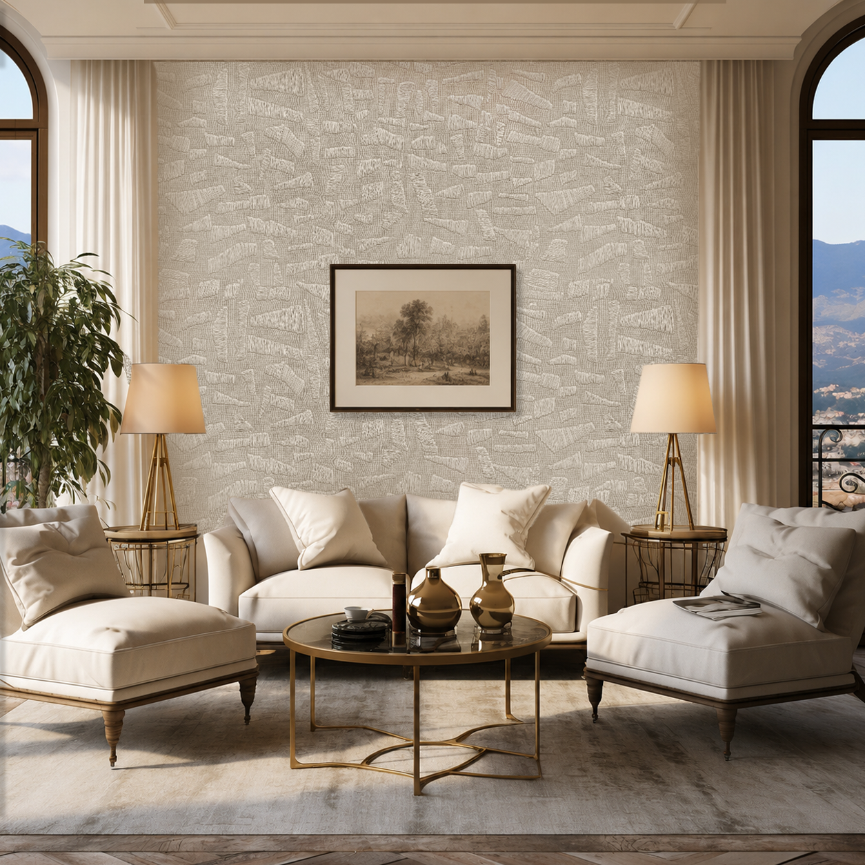 Woven Impressions – Textured Beige Abstract Wallpaper