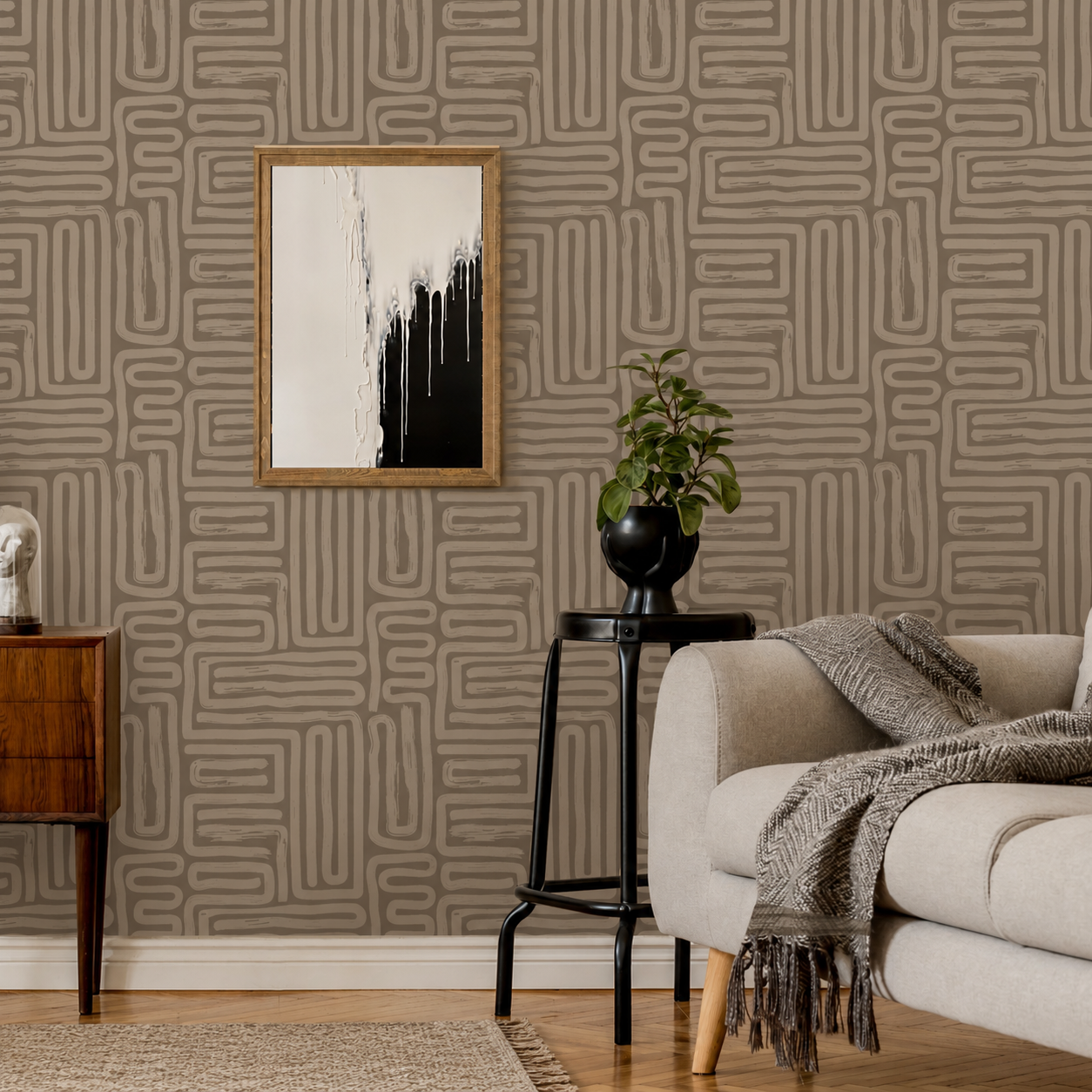 Woven Paths – Hand-Drawn Geometric Wallpaper